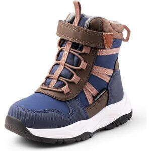 Kids Waterproof Winter Snow Boots Girls Boys Fur Warm Hiking Insulated Shoes